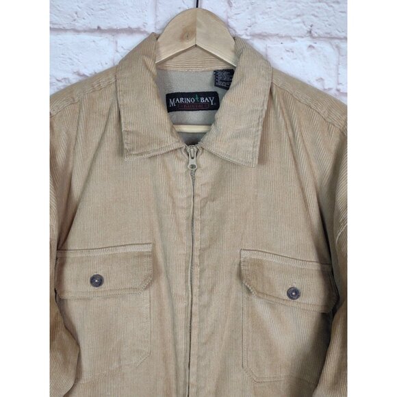 VTG Corduroy Jacket Fleece Lined Mens XL MARINO BAY Natural Full Zip Pockets - Picture 4 of 13